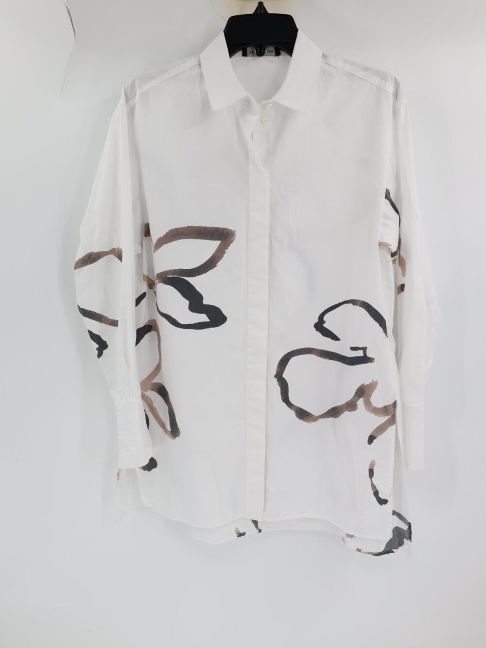 Lafayette 148 Top Womens Small Kehlani Vine Print Button Up Cotton Poplin Shirt